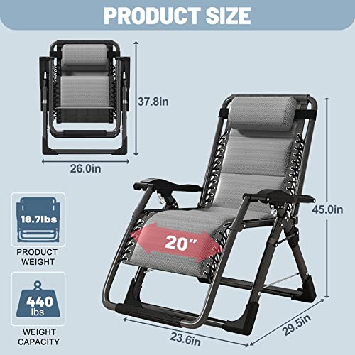 Slsy Zero Gravity Chair, Reclining Lounge Chair with Removable Tray for Indoor and Outdoor, Patio Recliner Folding Reclining Chair, Pacific Gray - color: Pacific Gray, style: Zero Gravity Chair