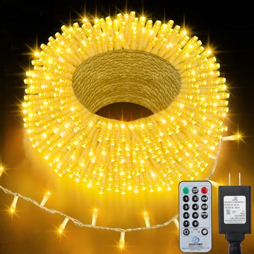echosari Connectable 400 LED Christmas Lights, Extra Long 66Ft Outdoor String Lights Plug in with Remote Timer for Patio Garden Tree Decor (Warm White) - color: Clear White Warm White