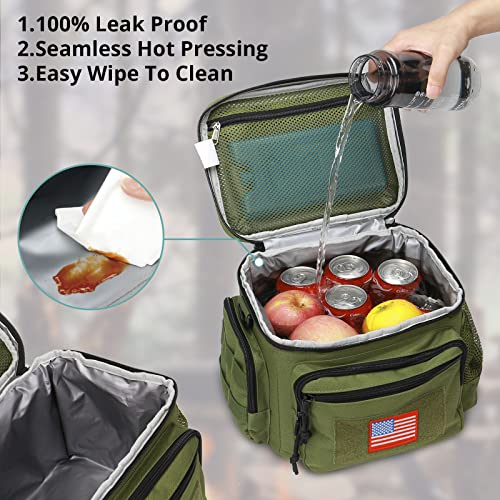 ATRIPACK Lunch Box for Men, Tactical Lunch Bag MOLLE Webbing Leakproof Insulated Large Lunch Cooler Women Adult Meal with Adjustable Shoulder Strap Durable Lunch Pail (Green) - color: Green, size: Medium