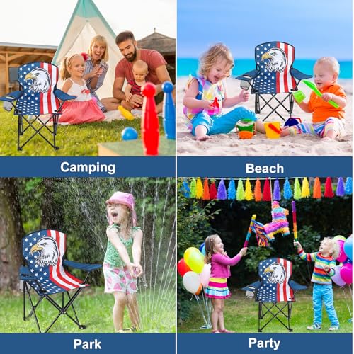 KABOER Kids Outdoor Folding Lawn and Camping Chair with Cup Holder and Carrying Bag, Children's Camping Chairs - color: National Flag
