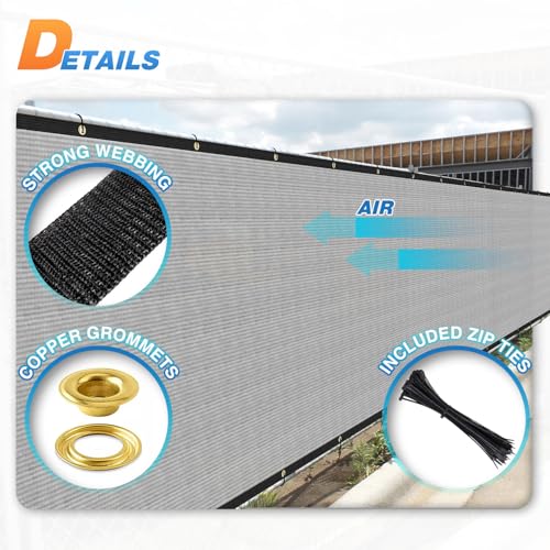 TANG 4' x 25' Privacy Fence Screen Grey Shade Cloth with Grommets, Chain Link Fence Panels Outdoor Mesh Fabric Fencing, Balcony Windscreen Cover,Temporary Garden Fencing for Yard Deck Pool - color: Gray, size: 0 4' x 25'