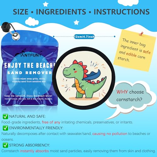 Antfuny Sand Remover Unicorn Eraser Removal Bag Mitt Brush Wipe Off Beach Vacation Essentials Travel Necessities Supplies Lake Day Activities Find Hawaii Trip Must Have Family Game Towel Sifter Cloud - color: 1pcs Dinosaur