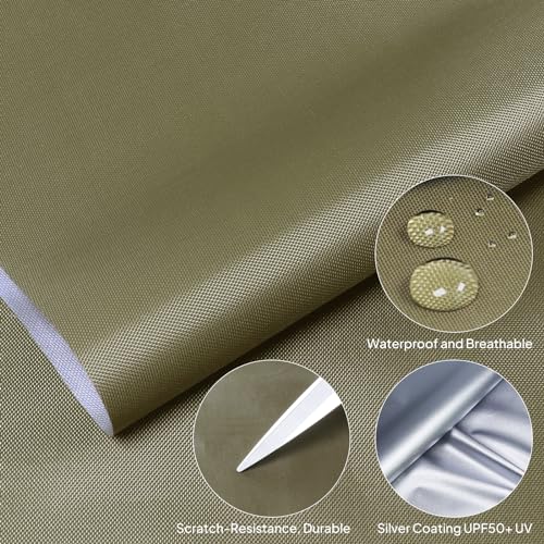 1Yard (60"×36") Marine Waterproof Fabric - Outdoor UV-Resistant Lightweight Durable Ripstop Material, UPF50+ Sun-Protection Blackout for Tarp Tent Camping Canopy, Army Green - color: Army Green, size: 1 Yard