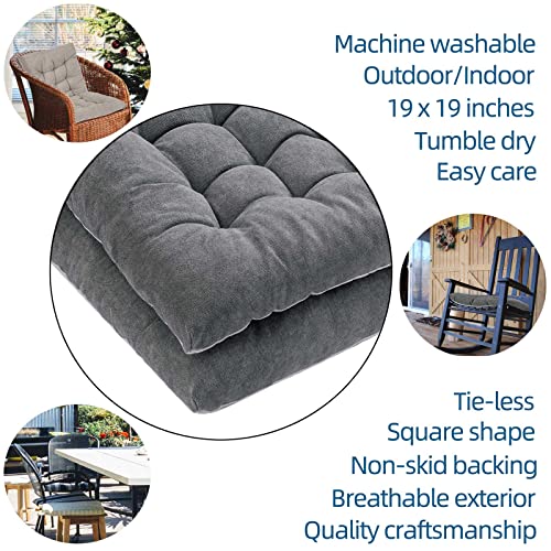 FABRICASTLE Outdoor Chair Cushions Patio Cushion Premium Comfortable Thick Fill Tufted 19" x 19" Floor Wicker Seat Pads, 2 Count (Dark Grey, 2) - color: Dark Grey
