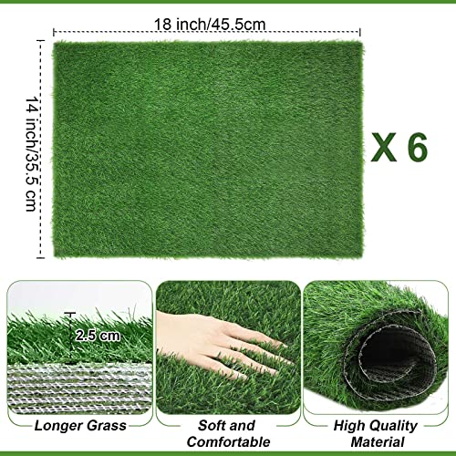 Amylove 6 Pcs Puppy Artificial Grass Pee Pads 14'' x 18" Fake Grass Turf for Dogs Washable Artificial Grass Rug Pet Potty Training Fake Grass Patch Mat with Drainage Hole for Outdoor Indoor Garden Use