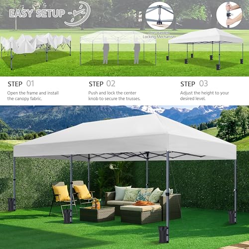 Yaheetech 10×20 Pop Up Canopy Easy Set-up Tent, Portable Outdoor Canopy Instant Tent, Commercial Gazebo with Wheeled Carry Bag & 6 Sandbags for Home, Party & Outdoor Activities, White - color: White, size: 10×20