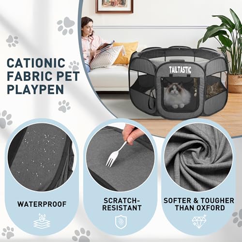 Portable Pet Playpen for Small Dogs & Cats, Foldable Puppy Safety Pen with Removable Zipper Top, Breathable Mesh Dog Delivery Room, Indoor Isolation Cage for Kittens/Rabbits (Dark Grey, Small) - color: dark grey, size: Small