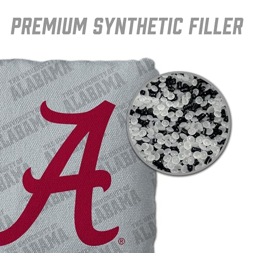 YouTheFan Officially-Licensed NCAA Set of 4 Cornhole Bags - All Weather Regulation 6” x 6” Size - 16oz Weight - Designed in USA - color: Alabama Crimson Tide - Grey