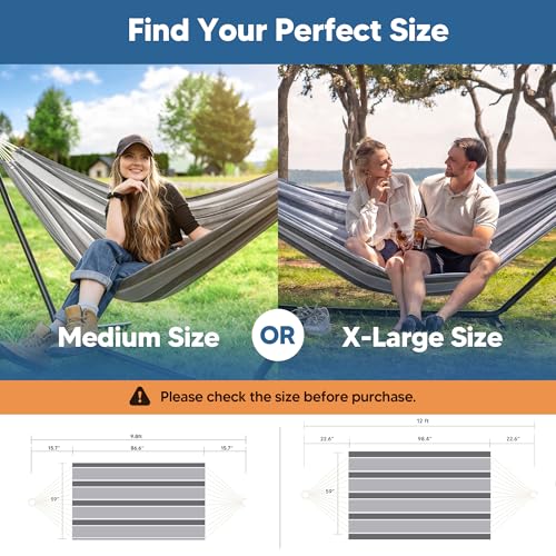 SUNCREAT Hammocks for Outside, Portable Heavy Duty Tree Hammock, Dark Gray & Light Gray - color: Dark Gray & Light Gray, size: X-Large