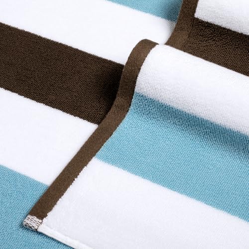 Bornbay Cotton Oversized Beach Towel - Extra Large 40"X70" Big Cute Thick Pool Towel, XL Stitch Beach Towels Striped Blue Brown Swimming Towel for Adults Mens Women - color: Blue Brown