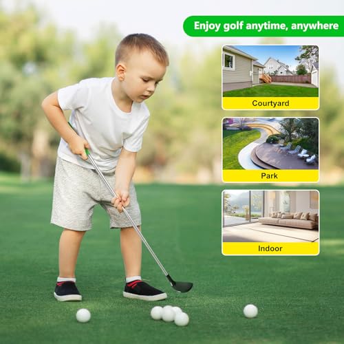 Kids Golf Clubs Set, Retractable Toy Golf Clubs for Toddlers,3 Clubs with Practice Balls, Putting Cups and Flag Poles,Mini Golf Set for Children Age 2 3 4 5 Years Old-Right Hand