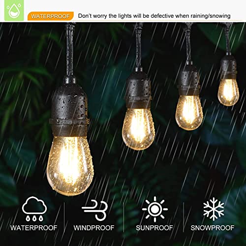 LED Patio String Lights, 35ft 18 Lights Solar Powered, E26 Socket with S14 Bulbs Weatherproof Outdoor Bistro Lights (18 Lights - Solar) - color: 18 Lights - Solar