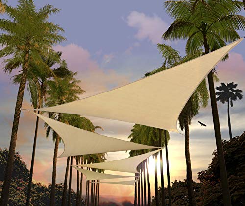 Amgo Custom Size 7' x 7' x 7' Beige Triangle Sun Shade Sail UPF50+ AGTAPRT12, Order to Make Canopy Awning, 95% UV Blockage, Water & Air Permeable, Commercial Standard (We Customize) - color: Beige, size: 7' X 7' X 7' Custom Size