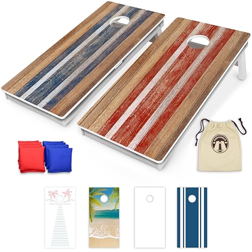 GoSports 4 x 2 ft Commercial Ultra Durable Cornhole Board Set – All-Weather Regulation Size, Ready-to-Play for Family Backyard Games, Tailgates, Outdoor Party, and Venues - color: Rustic