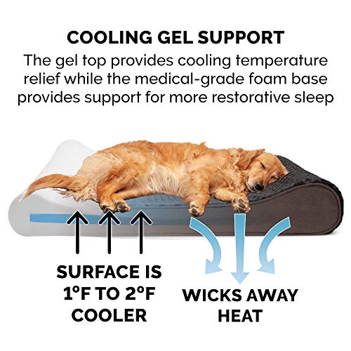 Furhaven Cooling Gel Dog Bed for Extra Large Dogs w/ Removable Washable Cover, For Dogs Up to 180 lbs - Ultra Plush Faux Fur & Suede Luxe Lounger Contour Mattress - Chocolate, Giant/XXXL - color: Ultra Plush (Chocolate), size: Giant