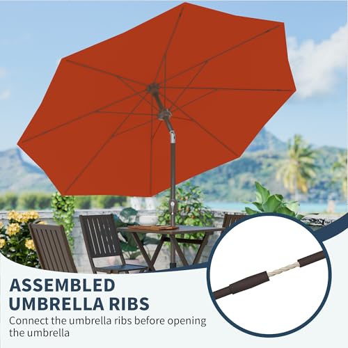 PatioKingdom 11FT Patio Umbrella,Outdoor Umbrella with Push Button Tilt and Crank,Market Table Umbrella with 8 Sturdy Fiberglass Ribs UV Protection - color: Orange, size: 11FT