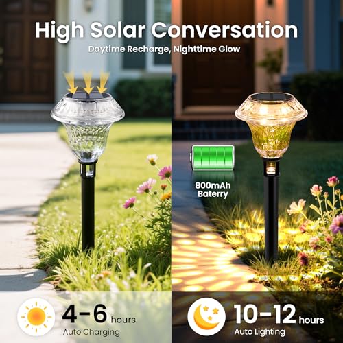 Solar Pathway Lights Garden Decor for Yard, Solar Garden Lights for Outside Waterproof Landscape Lighting, Garden Decorative for Walkway, Driveway, Yard, Landscape, Lawn (8 Pack Warm White) - color: Warm White, size: 8