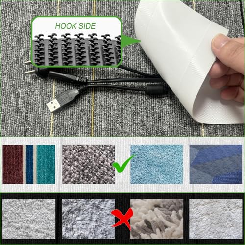 Floor Cable Covers - Oxford Fabric Cord Protector with Adhesive Hook & Loop,Waterproof Wire Storage Sleeve for Any Floor Surface,Durable Cable Management to Prevent Tripping Hazards (White, 10ft) - color: White, size: 10ft