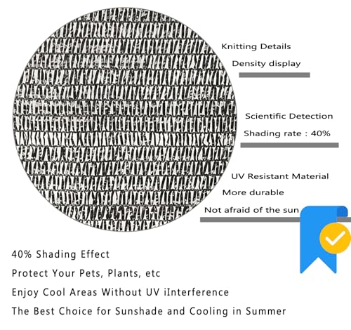 40% Sunblock Shade Cloth for Plants Cover, 6.5 x 10 FT Black Shade Net with Grommets, UV Resistant Sun Shade Mesh Fabric for Greenhouse, Pergola, Kennel, Patio, Garden and Balcony - color: 40% Blcak, size: 6.5 X 10 FT