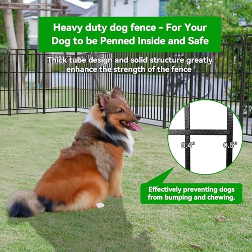 Kfvigoho Heavy Duty Dog Playpen: 32 Steel Panels 47" Height, Square Steel Pipe with Reinforced Crossbars, 71FT 406 Sq.ft Portable Fence for Yard RV Camping, Snowy Black - style: 27"W x 47"H