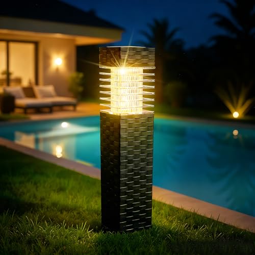 SUNNYPARK Solar Pathway Lights Outdoor, 8 Pack Rattan Pattern Solar Path Lights Waterproof, Outdoor LED Landscape Lights for Walkway, Driveway, Patio, Yard (Warm White) - color: Warm White