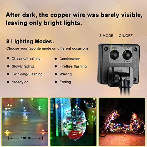 Brizled 2 Pack Each 200 LED 66ff Multicolor Solar Christmas Lights, Colored Solar String Lights 8 Modes Twinkling Fairy Lights with Memory Waterproof Twinkle Lights for Outdoor Garden Party Tree Decor - color: Multicolor
