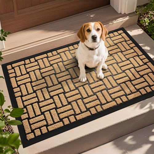 MATALL Outdoor Mat for Front Door - 36x24 Inches Coir-Like Yellow Welcome Matt Outside Entrance, Dirt-Trapping Doormat for Indoor Entryway, Patio and Porch - color: Yellow, size: 2' x 3' (Rectangular)