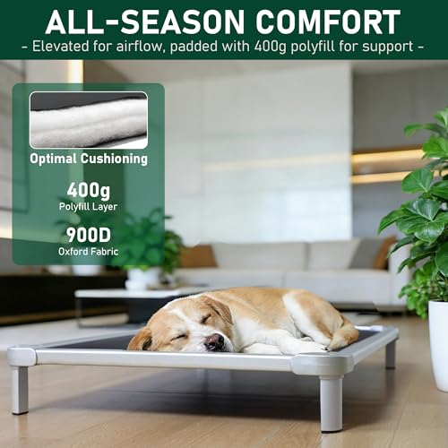 Senneny Chew Proof Elevated Dog Bed Small Sized Dog, Raised Cot for Indoor Outdoor Camping, Heavy-Duty Chew Resistant Hidden Fabric Indestructible Dog Bed, S, 36" L x 24" W x 4.5" H - size: S - 36"L x 24"W x 4.5"H