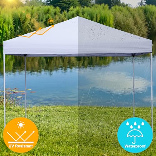 JupiterForce 10 x 10 Pop Up Canopy Tent Sun Protection Waterproof Instant Shelter Portable Folding Canopy with Roller Carry Bag, White - color: White