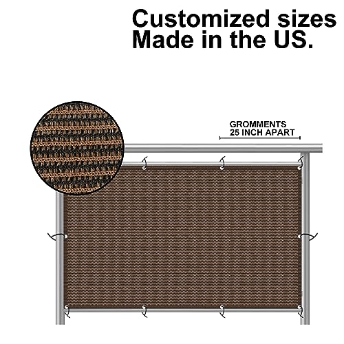 Eden's Decor Balcony Privacy Screen Cover Mesh Windscreen Weather-Resistant UV Protection for Backyard Deck, Patio, Balcony, Pool, Porch, Fence, Railing, Gardening (Brown,3'x 15') - color: Brown, size: 3'x 15'