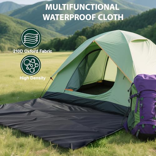 KRUI Tent Footprint, PU 2000 Waterproof Camping Tarp, Durable Tent Floor Saver for Hiking, Backpacking, Hammock, Beach and Picnic - size: 1-2 Person - 86“ x 51”