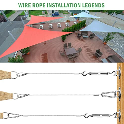 32 Pcs Shade Sail Hardware Kit with 304 Stainless Steel Wire Rope Cable for Triangle Shade Sail Installation,6 inch Sun Shade Sail Hardware for Garden,Outdoors,DIY Crafts - size: 32 Pcs Hardware Kits+cables for Triangle