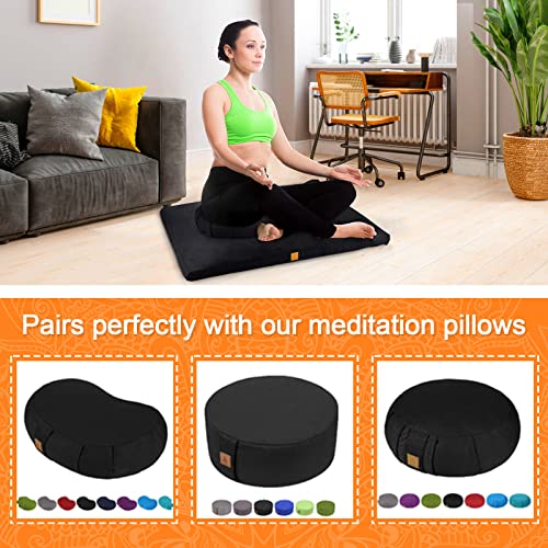 Zabuton Meditation Mat (36"×28"×2") Luxurious Meditation Cushion for Kneeling Sitting Large Floor Pillow Zafu/Bench-Washable Cotton Cover 100% Organic Cotton Filling (Cyan Blue) - color: Cyan Bue