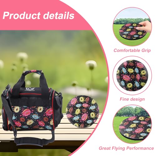 CROWN ME Disc Golf Set, Donut Starter Disc Golf Disc Set with Nice Donut Printing Bag