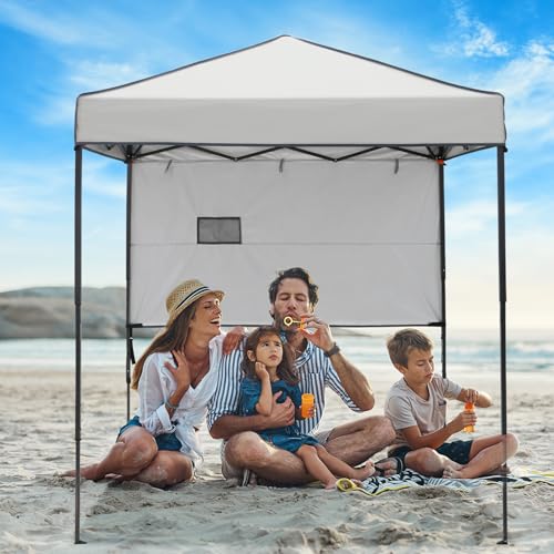 6x4 Pop Up Canopy Tent with Half Wall Panel, Instant Portable Beach Canopy, Outdoor Tent with Carry Bag for Camping, Sports, Tailgating, Events, Gray - color: Gray, size: With Half Wall