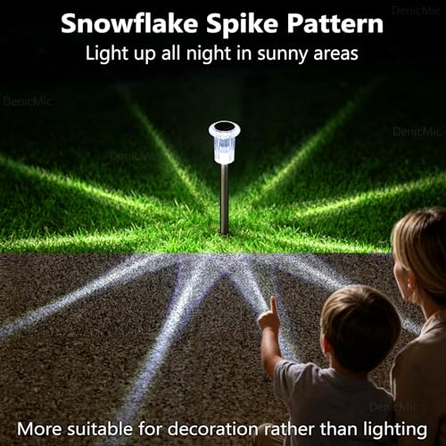 DenicMic Solar Lights Outdoor 10 Pack Waterproof 6000K Cold White LED Stainless Steel Stake Outside Lights for Yard Pathway Garden Driveway Walkway Landscape Path Lighting - color: Cold 10Pack