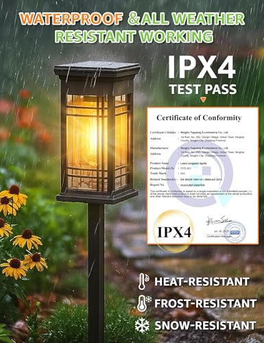8 Pack Solar Lights Outdoor Waterproof, Bright Solar Pathway Lights with Auto On/Off, Weatherproof Garden Landscape Lighting for Yard Patio Walkway Lawn Decor - size: 8 Pack