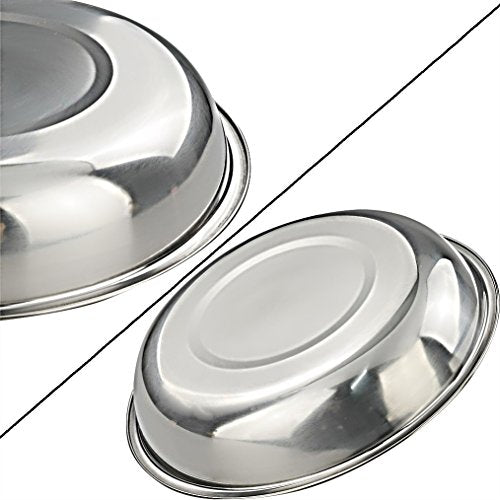 Morcte Stainless Steel Round Plates Dish Set for Dinner Plate, Outdoor Camping, BBQ, Set of 4