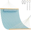 Lazy Daze Hammocks 12FT Quilted Fabric Hammock with Soft Pillow, Double 2 Person Tree Hammock with Spreader Bar for Outside Patio Poolside Backyard Beach, 450 lbs Capacity, Coastal Floral - color: Coastal Floral