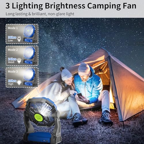 Portable Fan Rechargeable，270° Rotating Portable Cordless Battery Powered Camping Fan Rechargeable, USB Desk Personal Outdoor Camping Fans for Tents,Travel X23 Blue - color: Blue