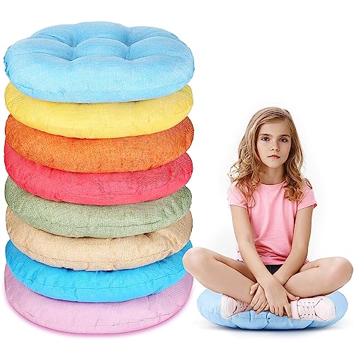 Fumete 8 Pcs 16 Inch Round Floor Cushions for Kids and Toddlers, Flexible Seating Classroom Furniture Floor Pillow for Home, Daycare, Preschool, Yoga and Meditation (Simple) - color: Simple