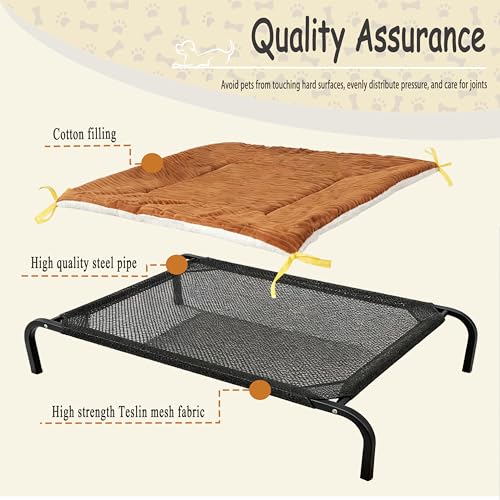 XCL Elevated Dog Bed for Large Dogs, Cooling Raised Dog Bed, Outdoor and Indoor Breathable Mesh Non-Slip Frame Pet Beds, Easy Clean, Installation, Equipped with Pet Cushion, 40In (Black, Large) - size: Large