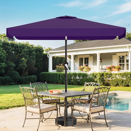 AreShark 6.5 x 10 FT Rectangular Valance Patio Umbrella, Outdoor Umbrella with Tilt and Crank, Market Table Umbrellas W/ 6 Ribs UV Protection for Garden, Deck, Backyard and Pool, Dark Purple - color: Dark Purple, size: 6.5x10 FT