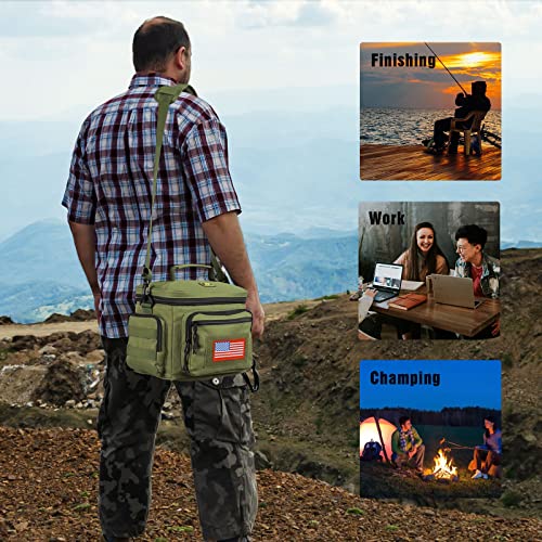 ATRIPACK Lunch Box for Men, Tactical Lunch Bag MOLLE Webbing Leakproof Insulated Large Lunch Cooler Women Adult Meal with Adjustable Shoulder Strap Durable Lunch Pail (Green) - color: Green, size: Medium