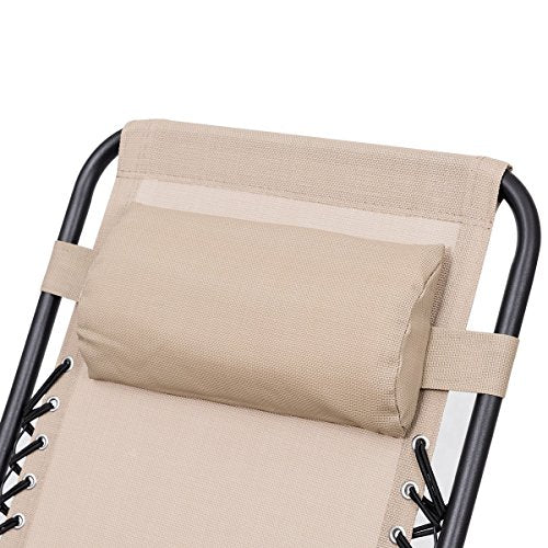 Giantex 3 PCS Zero Gravity Chair Patio Chaise Lounge Chairs Outdoor Yard Pool Recliner Folding Lounge Table Chair Set Backyard Lounge Chairs (Beige) - color: Beige