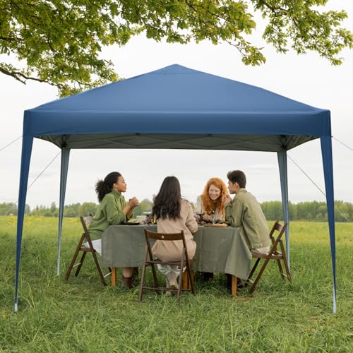 Outvita 10x10ft Ez Pop Up Outdoor Canopy Tent, Portable Commercial Instant Tent with Carry Bag for Party Wedding Birthday BBQ Events - style: 10x10-blue