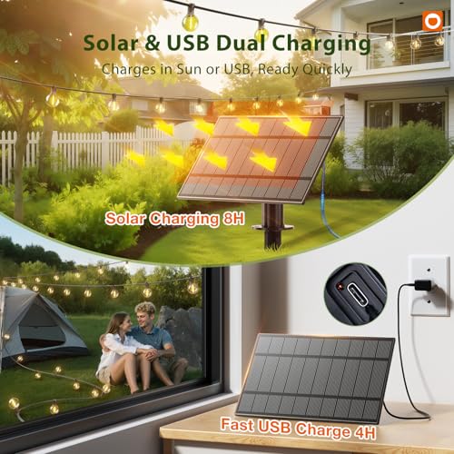 addlon 200FT(2 Pack*100FT) Solar String Lights Outdoor Waterproof with Remote, Dimmable Commercial Grade Solar Powered String Lights with 108 LED Bulbs, Hanging Light for Backyard Party Decor - size: 200ft