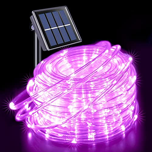 JMEXSUSS 200 LED Pink Solar Rope Lights,72ft 8 Modes Solar Rope Lights Outdoor Waterproof LED, Pink Solar Fairy Lights for Fence,Gazebo,Yard,Walkway - color: Pink, size: 200 LED