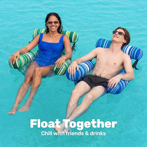 SLOOSH Inflatable Pool Floats Adult,2 Packs Floating Lounge Chairs,Blow up Pool Noodles for Adult Heavy Duty,Floating Chair for Party Summer Water Beach Lake Fun - style: Stripe