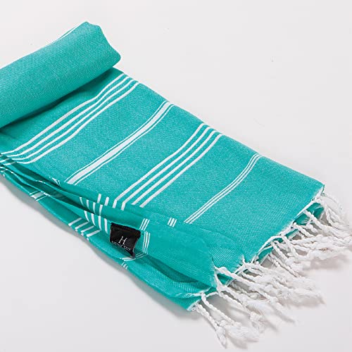 Hencely Turkish Beach Towel 37x68 Oversized, Sand-Free, Quick-Dry, Lightweight - Travel Essential for Pool & Bath - Striped 100% Cotton Bathroom Towels Accessories Gift (Mint Green) - color: Mint Green